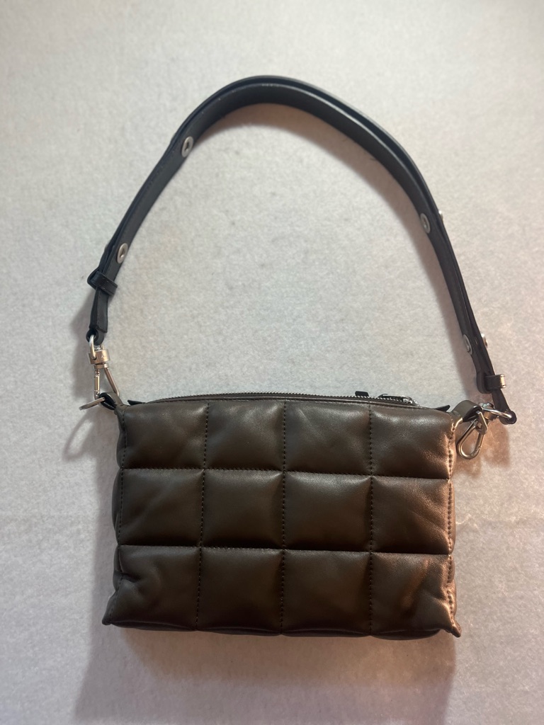 Allsaints Quilted Leather Shoulder Crossbody Bag In Dark Olive Green